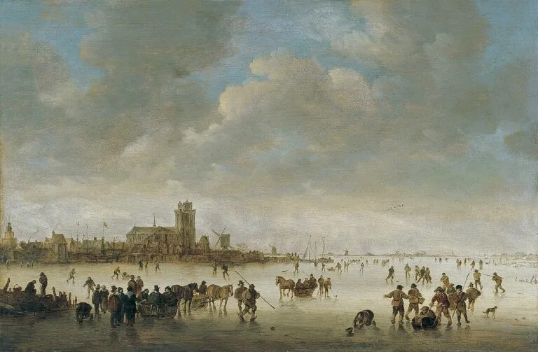 cuadro Paisaje invernal con figuras en el hielo de van Goyen